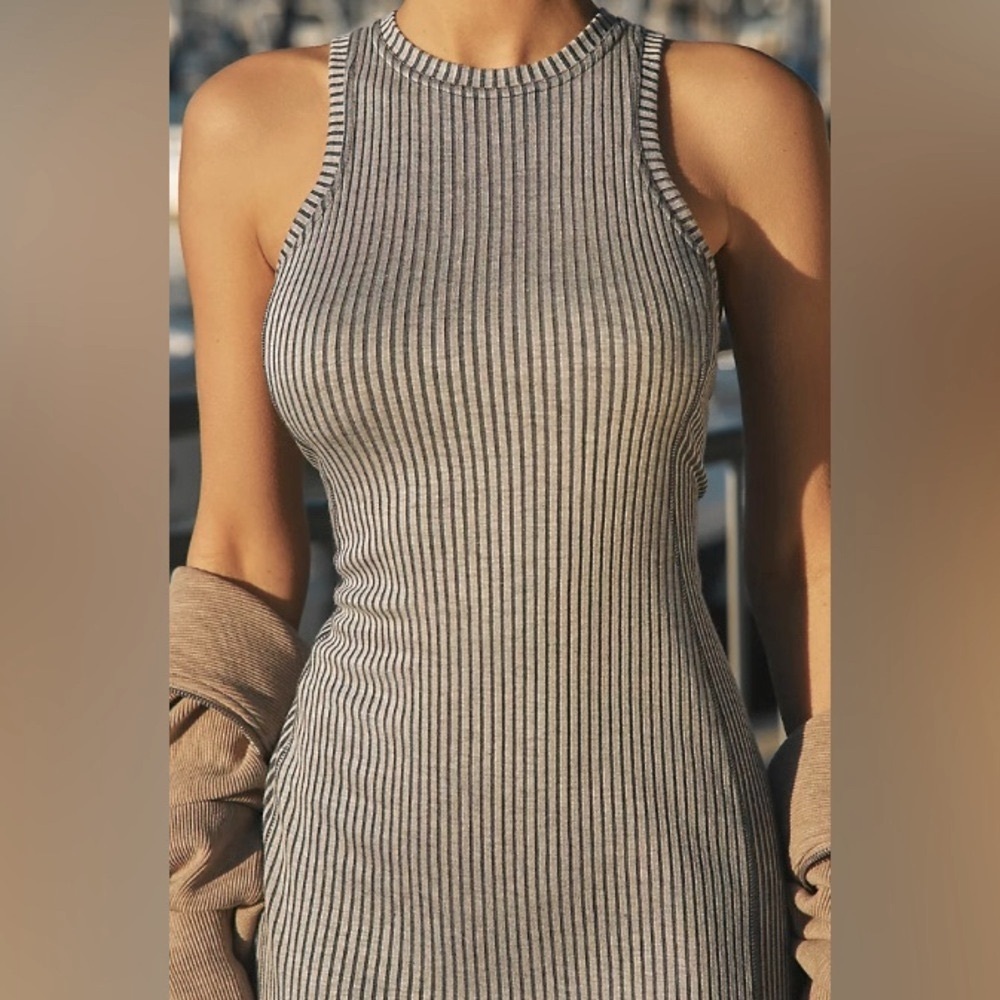 NWT Anthropologie Daily Practice “Lime Out” Razorback Tank Ribbed Midi Dress - Picture 3 of 12